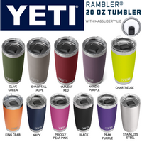 YETI RAMBLER 20OZ TUMBLER , VACUUM INSULATED, STAINLESS STEEL WITH MAGSLIDER LID