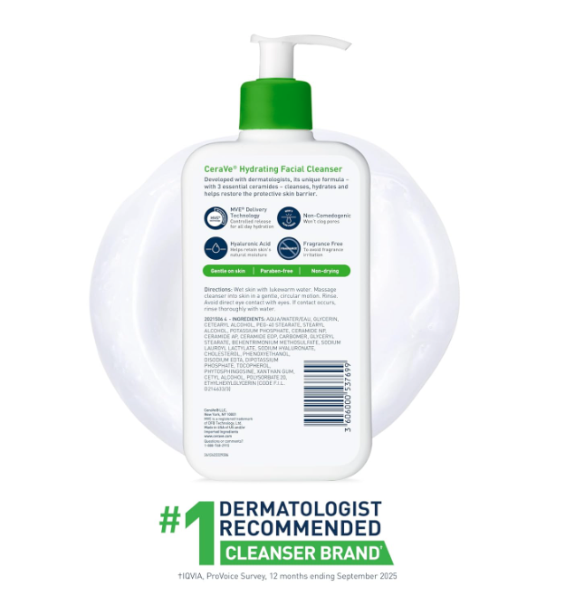 CeraVe Hydrating Facial Cleanser Value Size 19 oz (562 mL)