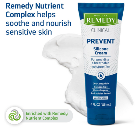 Medline Remedy Silicone Cream, Unscented (4 fl oz), Gentle Breathable Film for All Ages