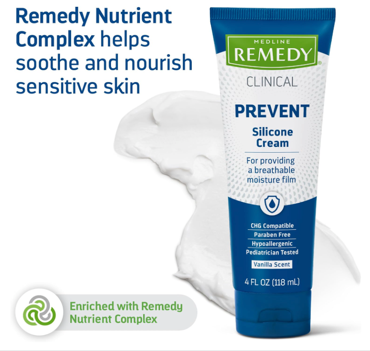 Medline Remedy Silicone Cream, Unscented (4 fl oz), Gentle Breathable Film for All Ages