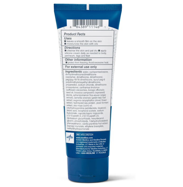 Medline Remedy Silicone Cream, Unscented (4 fl oz), Gentle Breathable Film for All Ages