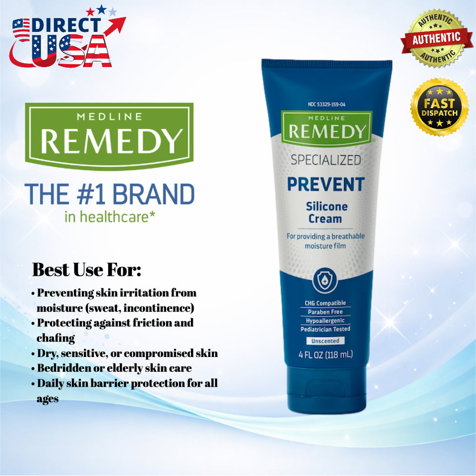 Medline Remedy Silicone Cream, Unscented (4 fl oz), Gentle Breathable Film for All Ages